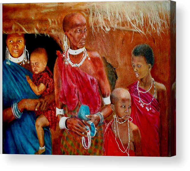 Maasai Acrylic Print featuring the painting Generations3 by G Cuffia