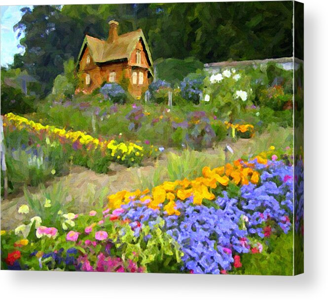 Flowers Acrylic Print featuring the digital art Ginger Cottage by David Zimmerman