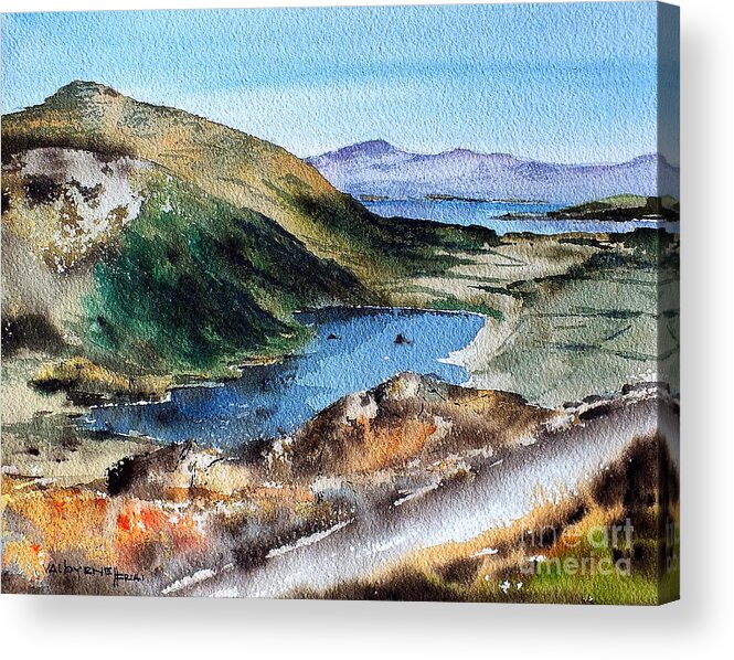 Ireland Acrylic Print featuring the painting Glanmore Lake, Healy Pass, Beara, Cork by Val Byrne
