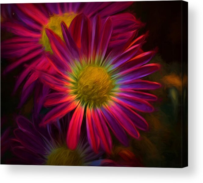 Flower Acrylic Print featuring the digital art Glowing eye of flower by Lilia S