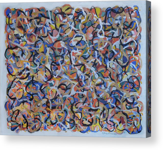 Abstract Acrylic Print featuring the painting Gold and Silver Swirls by Stan Chraminski