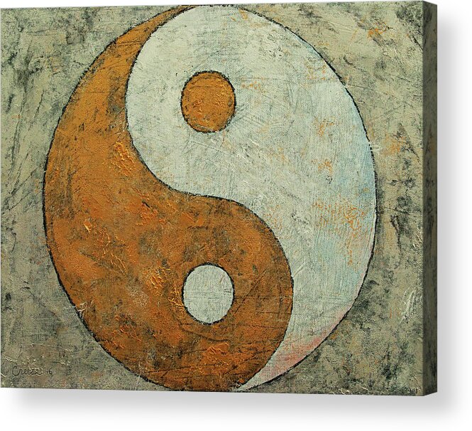 Art Acrylic Print featuring the painting Gold Yin Yang by Michael Creese