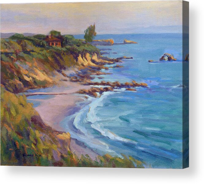 California Acrylic Print featuring the painting Golden Hour at Corona del Mar by Konnie Kim