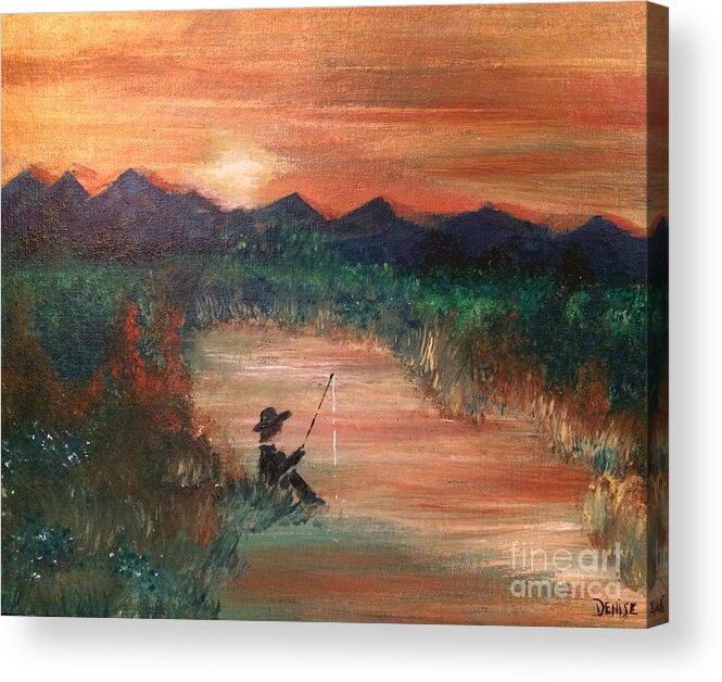 Sunset Acrylic Print featuring the painting Golden Sunset by Denise Tomasura