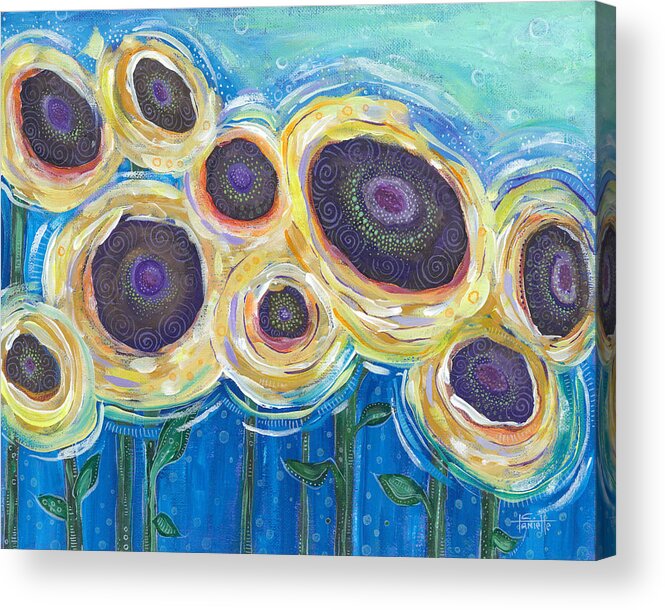 Sunflower Painting Acrylic Print featuring the painting Wild and Free by Tanielle Childers