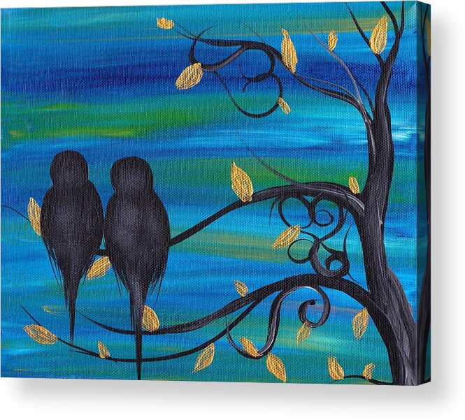 Birds Love Acrylic Print featuring the painting Good Night my Love by Abril Andrade