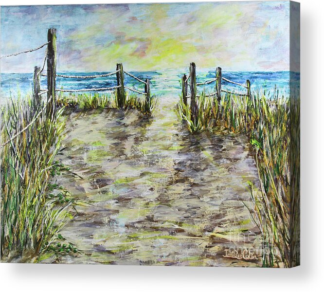 Beach Acrylic Print featuring the painting Grassy Beach Post Morning 2 by Janis Lee Colon