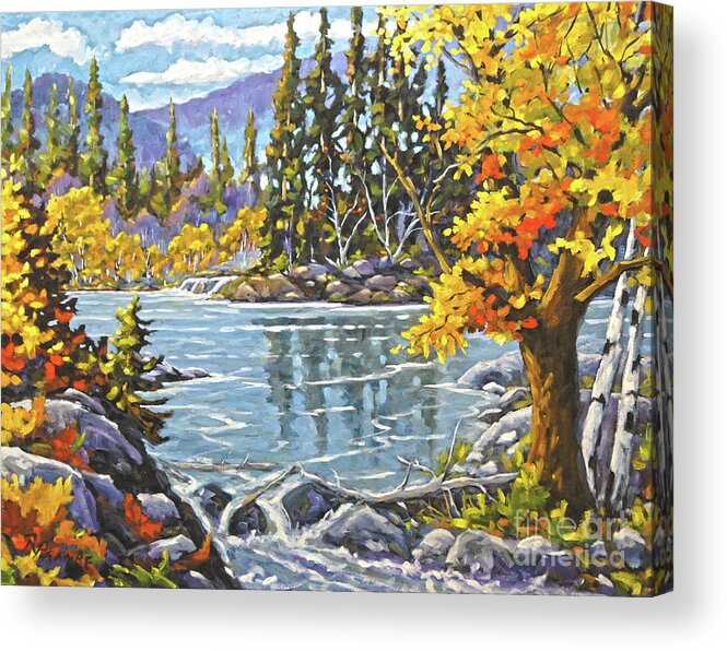 Charlevoix Landscape Scene Acrylic Print featuring the painting Great Canadian Lake - Large Original Oil Painting by Richard T Pranke