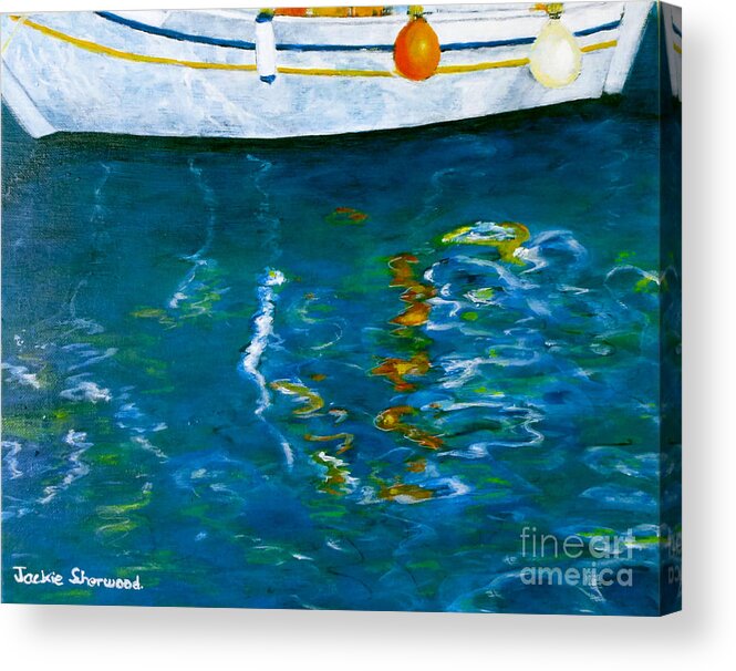 Greece Acrylic Print featuring the painting Greek Reflections by Jackie Sherwood