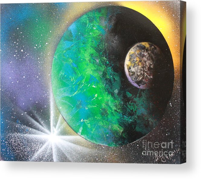 Space Art Acrylic Print featuring the painting Green Planet 4672 by Greg Moores