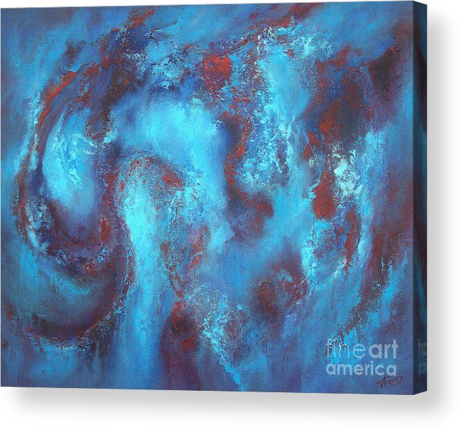 Abstract Acrylic Print featuring the painting Happy Blues by Valerie Travers