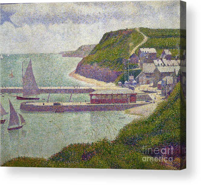 Harbour At Port-en-bessin At High Tide Acrylic Print featuring the painting Harbour at Port en Bessin at High Tide by Georges Pierre Seurat