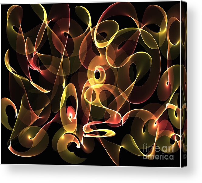 Harmony Acrylic Print featuring the painting Harmony Pattern in Rose and Gold on a Black Background by Barefoot Bodeez Art