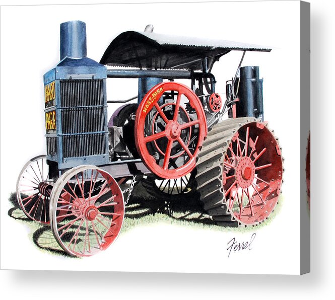 Tractor Acrylic Print featuring the painting Hart Parr by Ferrel Cordle