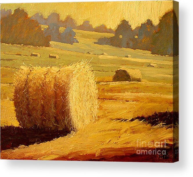 Hay Acrylic Print featuring the painting Hay Bales of Bordeaux by Robert Lewis