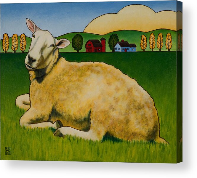 Sheep Acrylic Print featuring the painting Hazel by Stacey Neumiller