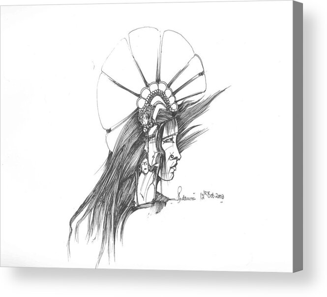 Human Acrylic Print featuring the drawing Head by Padamvir Singh