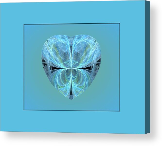 Apophysis Fractal Acrylic Print featuring the digital art Heart - Ghost Blue by Angie Tirado