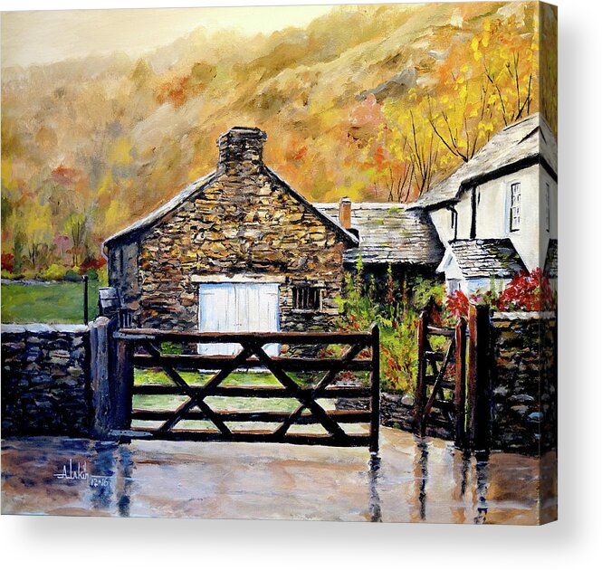England Acrylic Print featuring the painting High Yewdale Farm by Alan Lakin