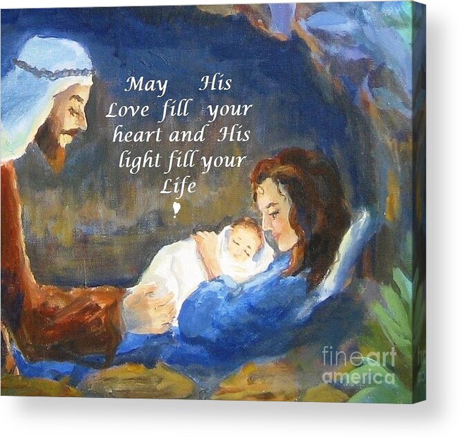 Baby Jesus Acrylic Print featuring the painting His Love And Light by Maria Hunt