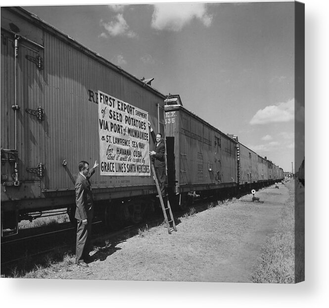 Freight Acrylic Print featuring the photograph Historic Seed Potato Export to Cuba - 1959 by Chicago and North Western Historical Society