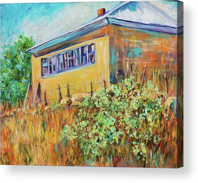 School Acrylic Print featuring the painting Hondo Valley School House by Sally Quillin