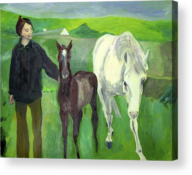  Acrylic Print featuring the painting Horse and Foal by Kathleen Barnes
