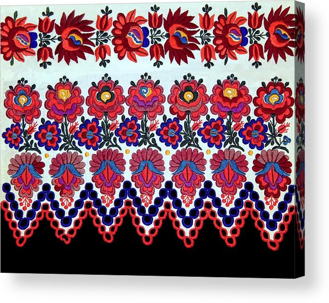 Hungarian Acrylic Print featuring the photograph Hungarian Folk Art Embroidery from Sioagard by Andrea Lazar