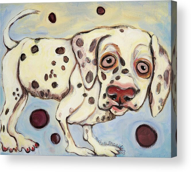 Dog Portrait On Canvas Acrylic Print featuring the painting I See Spots by Michelle Spiziri