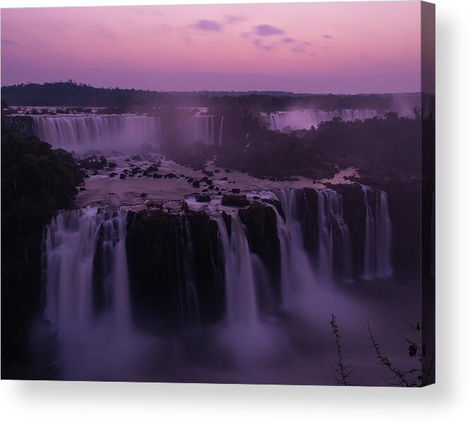 Brazil Acrylic Print featuring the photograph Iguazu Sunset in Violet by Alex Lapidus