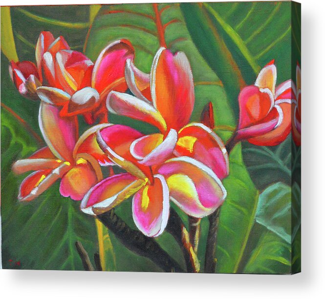 Plumeria Acrylic Print featuring the painting Immortality by Thu Nguyen