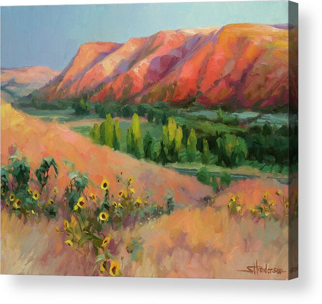 Landscape Acrylic Print featuring the painting Indian Hill by Steve Henderson