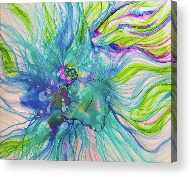 Blue Acrylic Print featuring the painting Infinite Unknowns by Brenda Salamone