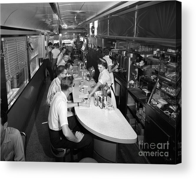 1950s Acrylic Print featuring the photograph Interior Of A Busy Diner, C.1950-60s by H. Armstrong Roberts/ClassicStock