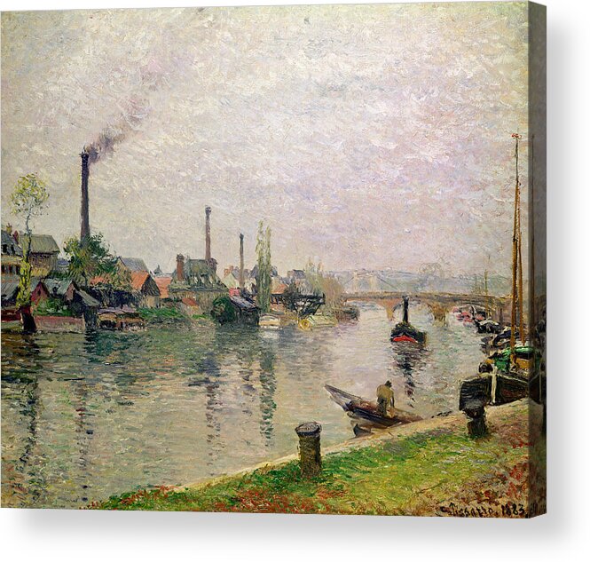 Ile Acrylic Print featuring the painting Island of the Cross at Rouen by Camille Pissarro