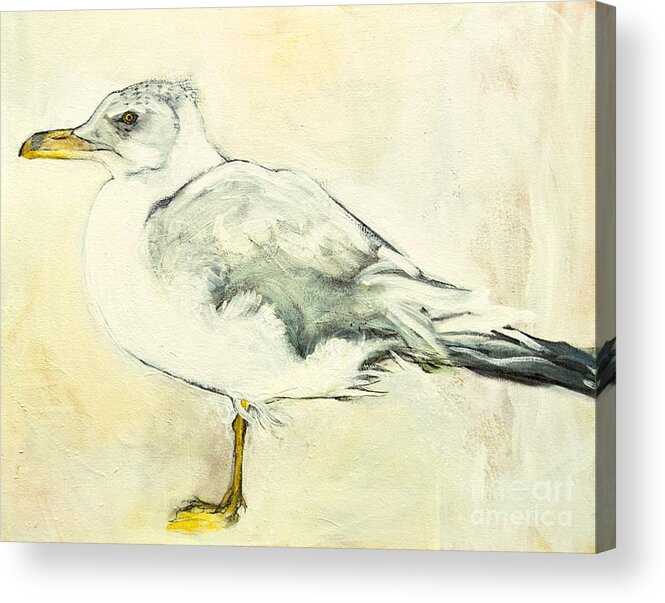Seagull Acrylic Print featuring the painting Jackson the Seagull by Carolyn Weltman