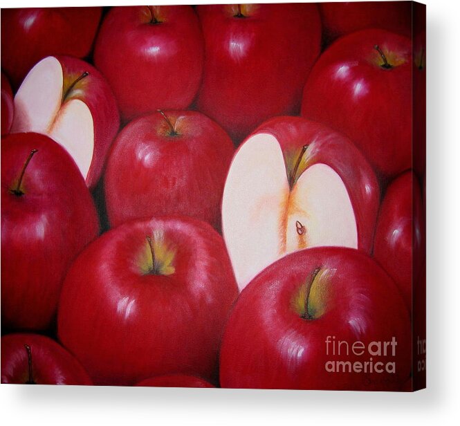 Mexican Art Acrylic Print featuring the painting Janas Apples by Sonia Flores Ruiz