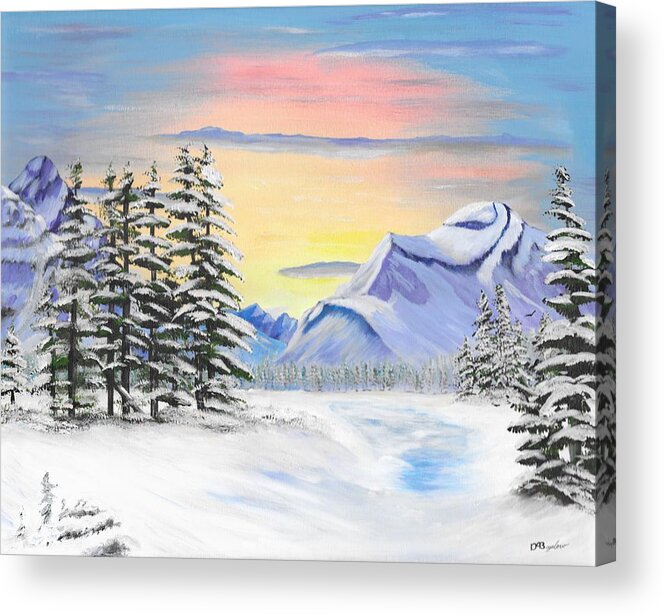 Mountains Acrylic Print featuring the painting Jasper Mountains Winter by David Bigelow