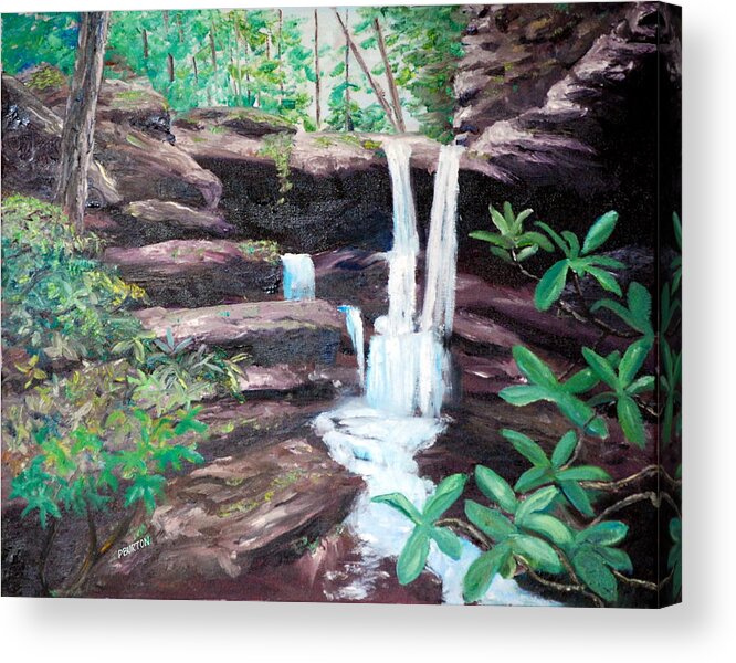 Jenny Wiley Acrylic Print featuring the painting Jenny Falls by Phil Burton