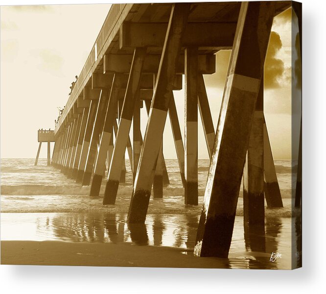 Johnny Mercer Pier Acrylic Print featuring the photograph Johnny Mercer Pier at Sunrise by Phil Mancuso
