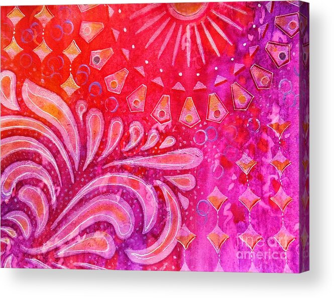 Joy Acrylic Print featuring the painting Joy in Orange and Purple by Desiree Paquette