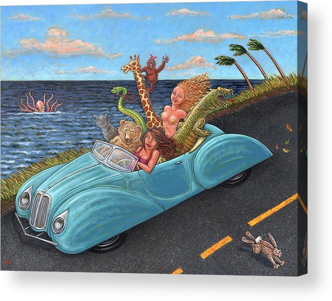 Car Acrylic Print featuring the painting Joy Ride by Holly Wood