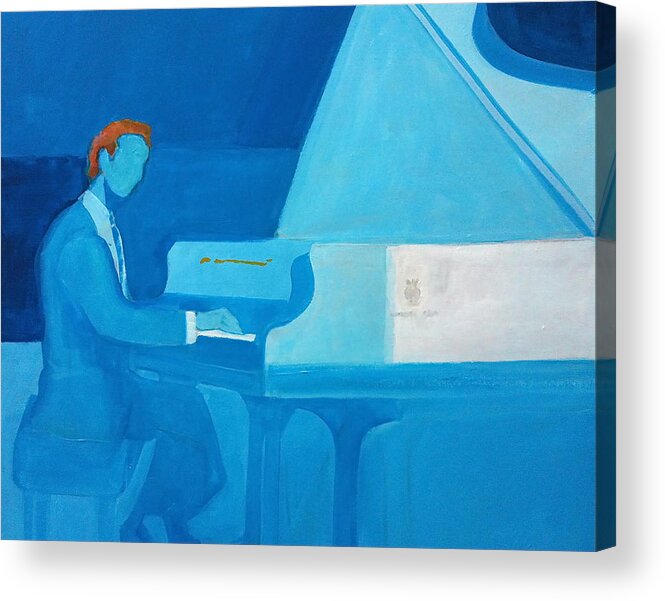 Blue Piano Acrylic Print featuring the painting Justin Levitt Steinway Piano Blue by Suzanne Giuriati Cerny