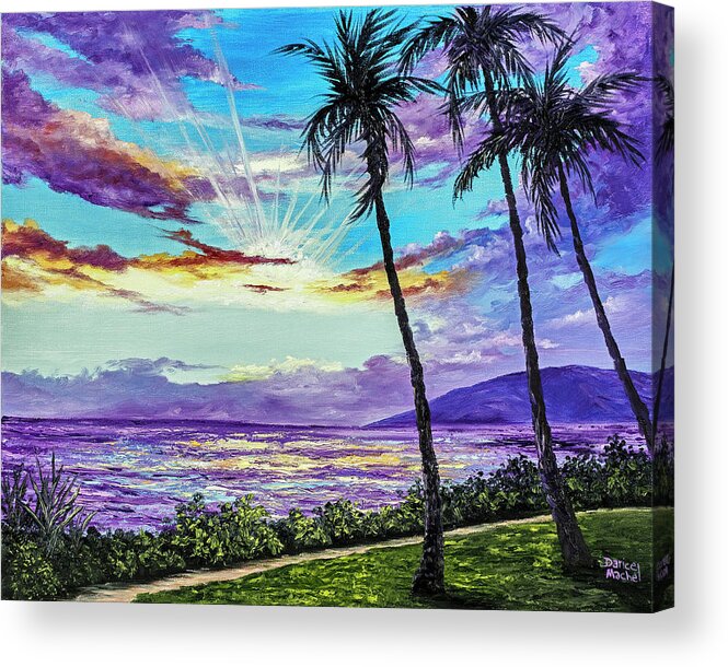 Kaanapali Beach Sunset Acrylic Print featuring the painting Ka'anapali Beach Sunset by Darice Machel McGuire