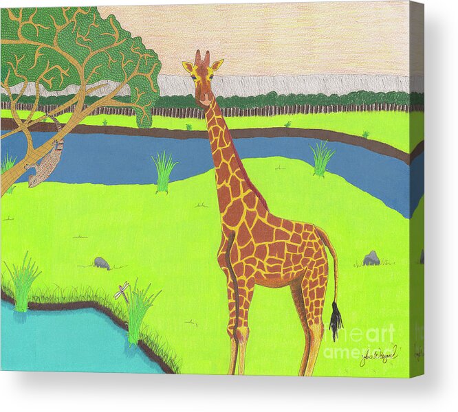 Africa Acrylic Print featuring the drawing Keeping A Lookout by John Wiegand