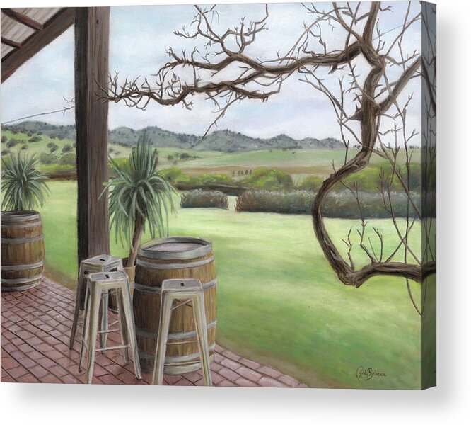 Vineyard Acrylic Print featuring the pastel Kellermeister View by Kirsty Rebecca