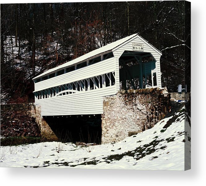 Knox Covered Bridge Acrylic Print featuring the photograph Knox Covered Bridge Historical Place by Sally Weigand