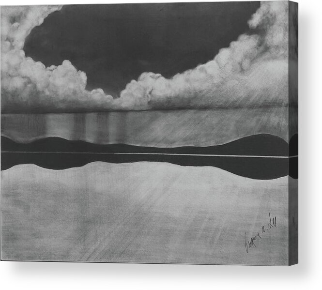 Lake Acrylic Print featuring the drawing Lake Reflection by Gregory Lee
