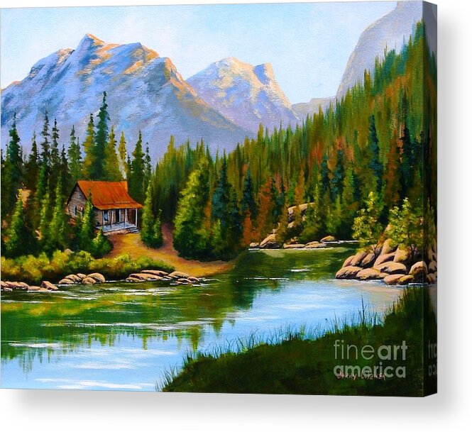 House Acrylic Print featuring the painting Lakeside Cabin by Jerry Walker