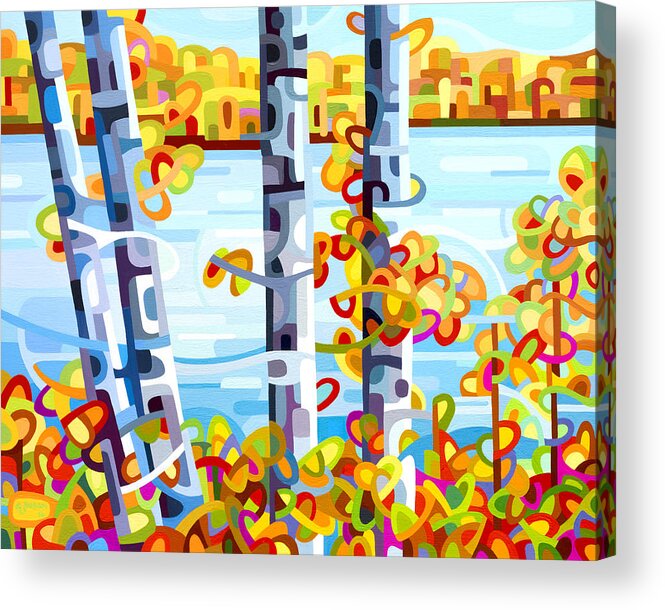 Fine Art Acrylic Print featuring the painting Lakeside by Mandy Budan
